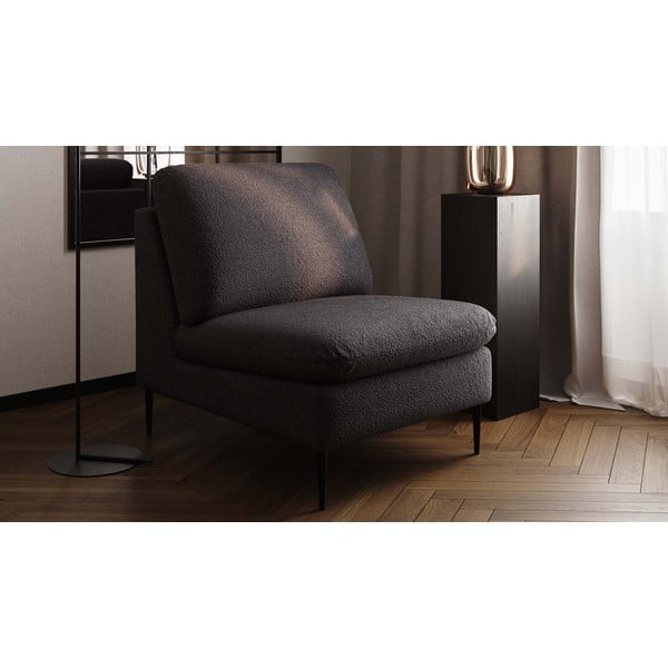Melns atpūtas krēsls no buklē auduma Moilo – MESONICA-image-3