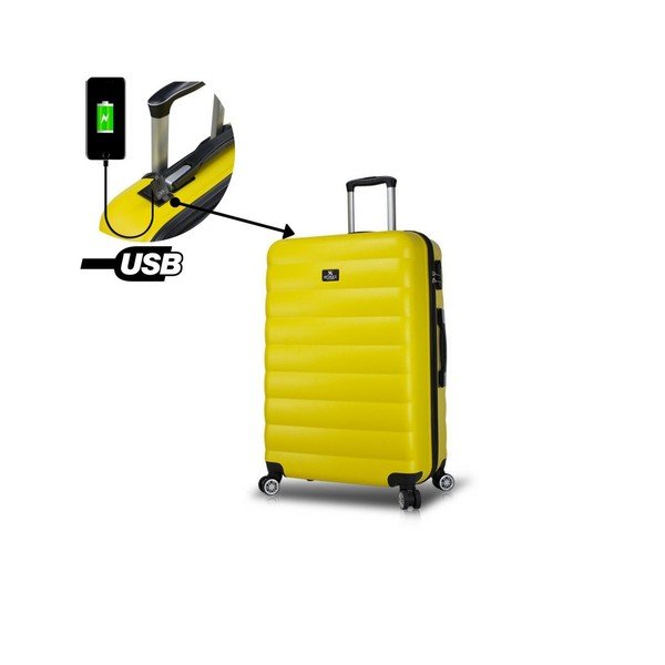 Dzeltens ceļojumu koferis uz riteņiem ar USB pieslēgvietu My Valice COLORS RESSNO Large Suitcase-image-2