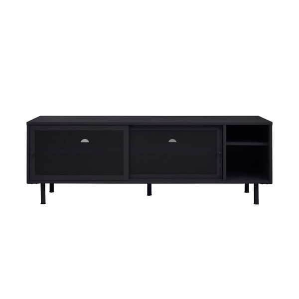 Melns metāla TV galdiņš 160x55x45 cm Veep – Unique Furniture