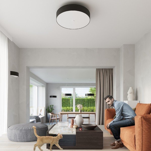 Melna griestu lampa ar stikla abažūru ø 70 cm Herra – Sollux-image-3
