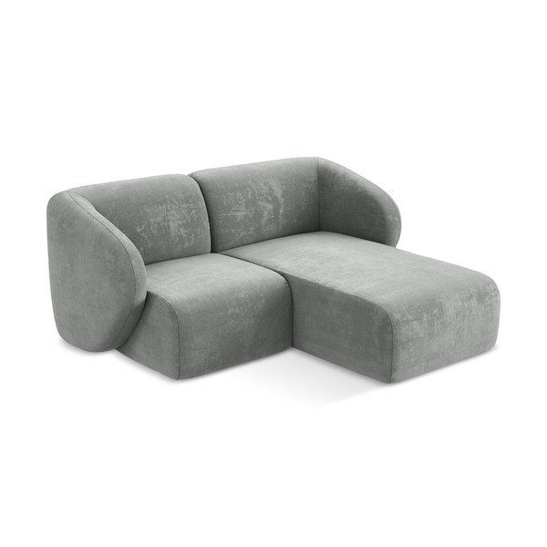 Pelēks stūra dīvāns no šenila auduma (ar labo stūri/ar zvilni) Lani – Makamii-image-2