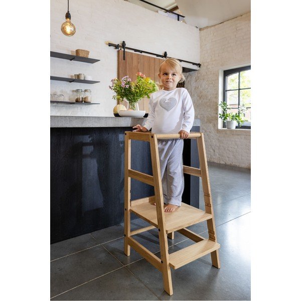 Dabīga toņa ozola masīvkoka bērnu kāpslītis Forrest – Vipack-image-1