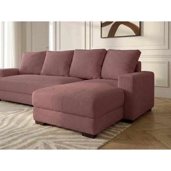 Rozā velveta salokāms/ar uzglabāšanas vietu stūra dīvāns (ar labo stūri/ar zvilni) Campi – Bobochic Paris-image-4