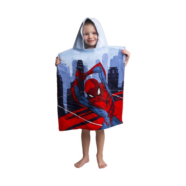 Sarkans/zils frotē bērnu pončo Spider-Man – Jerry Fabrics-image-1