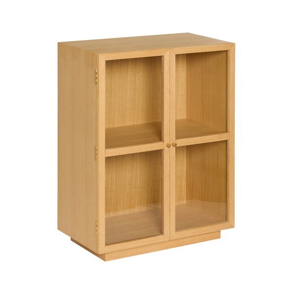 Dabīga toņa piekarināma vitrīna ar ozolkoka imitāciju 70x90x39 cm Mae – Hübsch-image-3