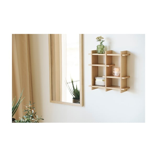 Dabīga toņa daudzlīmeņu sienas plaukts ar ozolkoka imitāciju 40 cm Olsberg – House Nordic-image-1