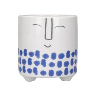 Balti zils keramikas puķu pods Kitchen Craft Happy Face