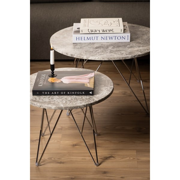 Pelēks marmora apaļš žurnālgaldiņš ø 80 cm Prunus – Actona-image-1