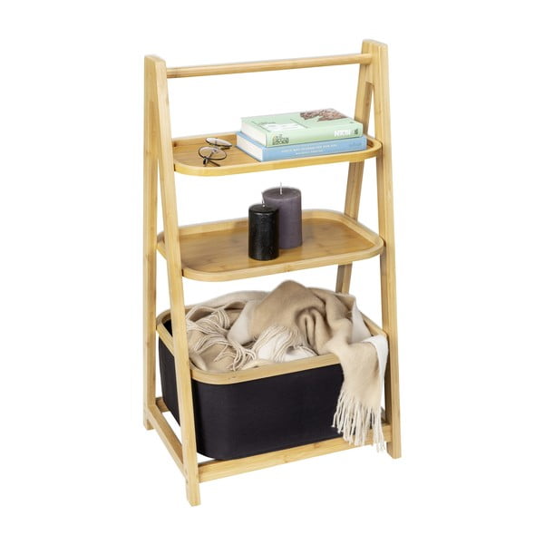 Melns/dabīga toņa bambusa vannas istabas plaukts 44x80 cm Ecori – Wenko-image-2