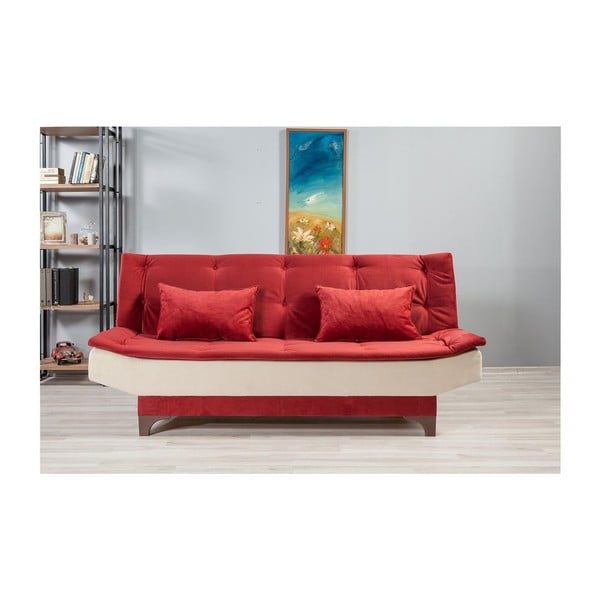 Sarkanbalts un balts dīvāns Ersi