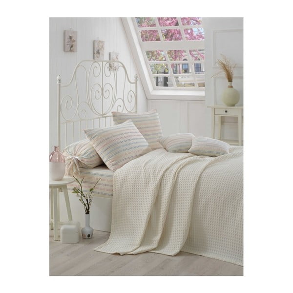 Kokvilnas gultas pārklājs, gultas pārklājs, gultas pārklājs un 2 spilvendrānas divguļamai gultai Serro Malo, 200 x 230 cm