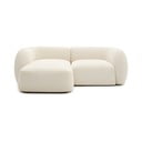 Krēmkrāsas stūra dīvāns no šenila auduma (ar kreiso stūri/ar zvilni) Martina – Kave Home