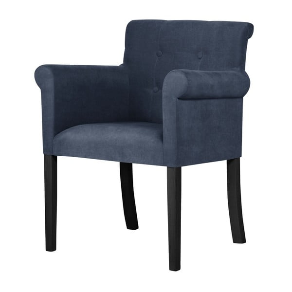 Tumši zils krēsls ar melnām dižskābarža koka kājām Ted Lapidus Maison Flacon