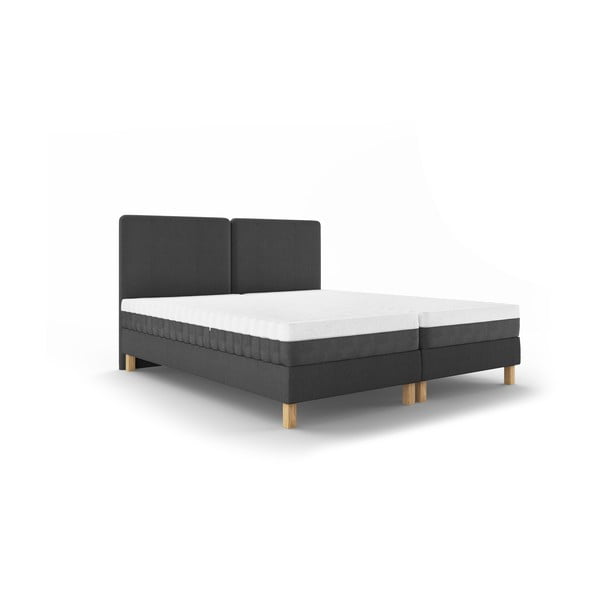 Tumši pelēka divguļamā gulta Mazzini Beds Lotus, 160 x 200 cm