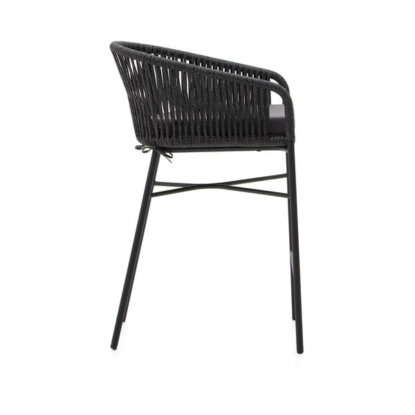 Melns metāla/polsterēts dārza bāra krēsls Yanet – Kave Home-image-4