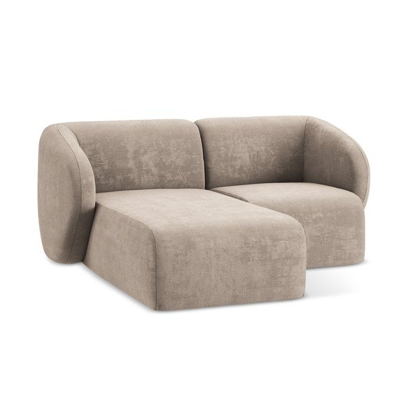 Gaiši brūns stūra dīvāns no šenila auduma (ar kreiso stūri/ar zvilni) Lani – Makamii-image-4