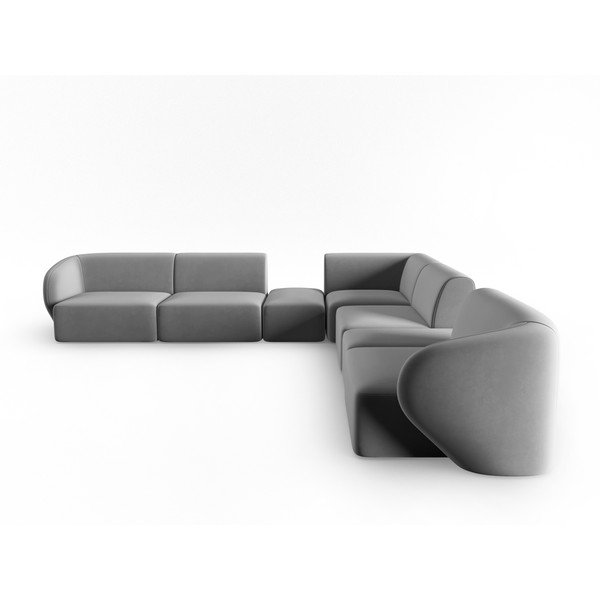 Pelēks samta stūra dīvāns Paolo – Milo Casa-image-2