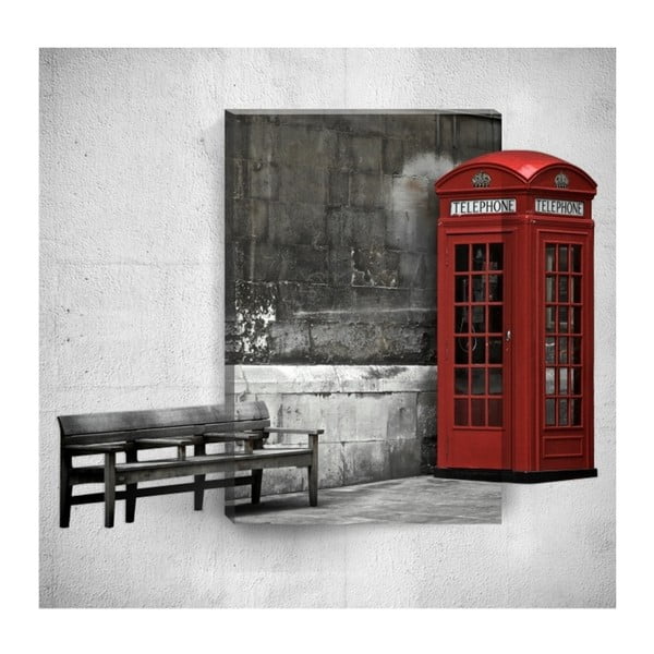 3D sienas glezna Mosticx Sarkanā telefona kabīne, 40 x 60 cm