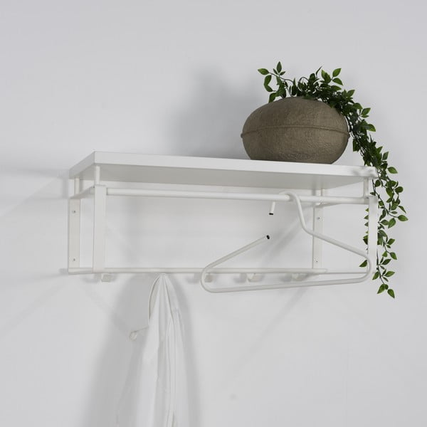 Balts metāla sienas pakaramais ar plauktu 70 cm Rex – Spinder Design-image-4