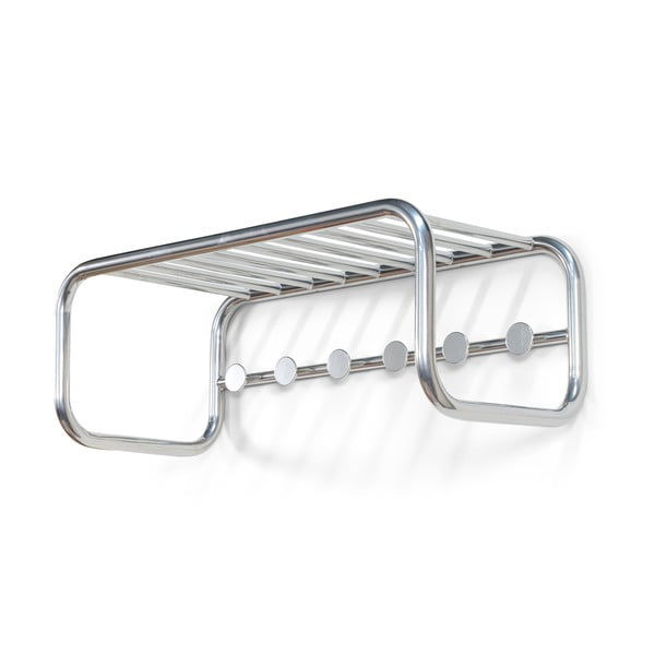 Sudraba krāsas metāla sienas pakaramais ar plauktu 72 cm Retro – Spinder Design-image-2