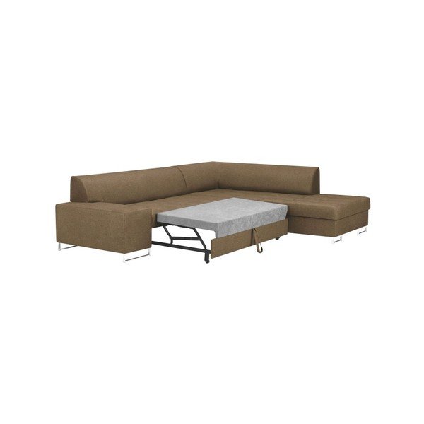 Gaiši brūna stūra dīvāns ar sudraba krāsas kājām Cosmopolitan Design Orlando, labais stūris-image-4