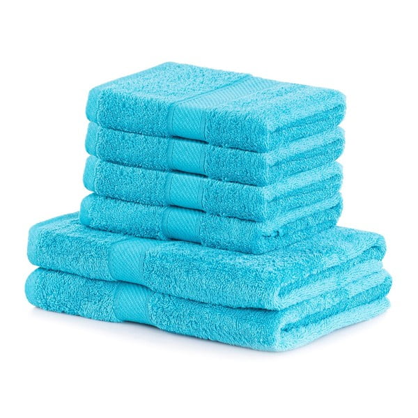 Zili frotē dvieļi komplektā (6 gab.) no bambusa maisījuma Bamby – DecoKing