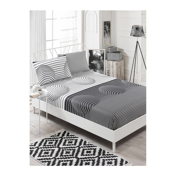 Elastīgas gultas pārklāji un 2 spilvendrānas vienvietīgai gultai Garriso Gris Duro, 160 x 200 cm