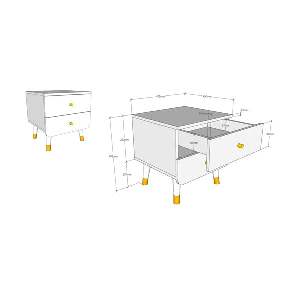 Balts bērnu naktsskapītis no priedes koka Vipack Billy-image-2