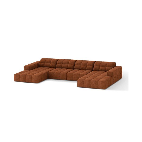 Terakotas oranžs (U veida) stūra dīvāns no šenila auduma Chicago – Cosmopolitan Design-image-1