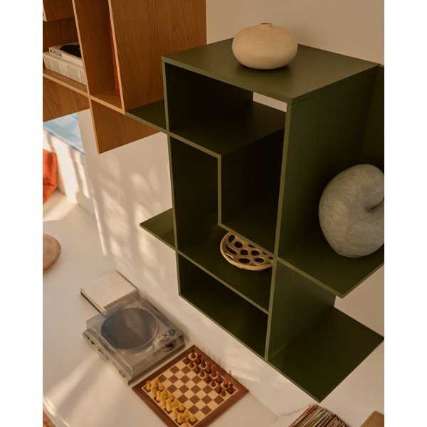 Zaļa modulārā plauktu sistēma 80x80x25 cm Ina – Kave Home-image-3