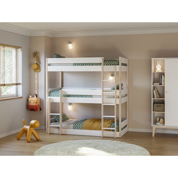 Balta/dabīga toņa divstāvu bērnu gulta 90x190 cm Valka – Marckeric-image-1