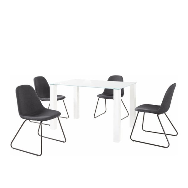 Balts pusdienu galda un 4 antracīta pusdienu krēslu komplekts Støraa Dante Colombo