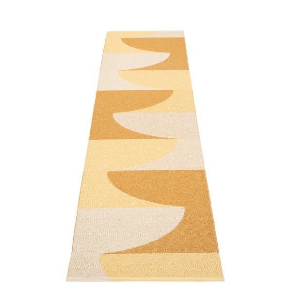 Okera dzeltens iekštelpu un āra celiņa paklājs 70x270 cm Hill Ochre Pale Yellow – Pappelina-image-2