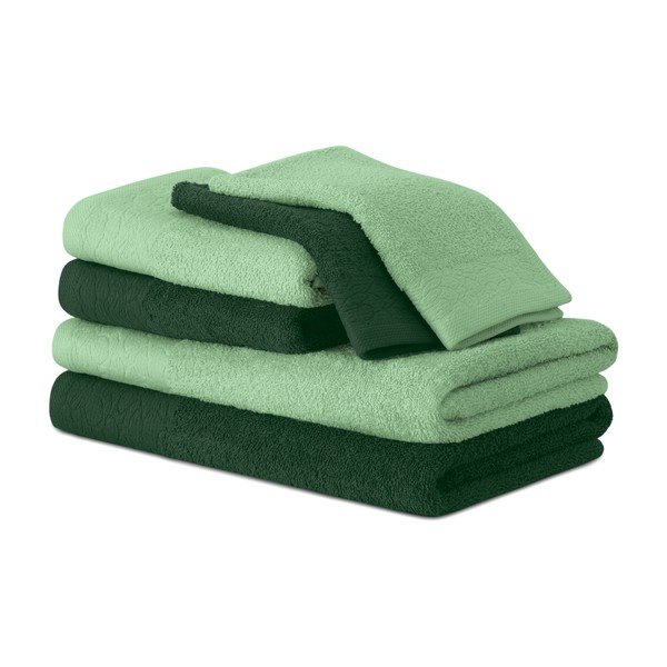 Zaļi frotē kokvilnas dvieļi komplektā (6 gab.) Flos – Restilo