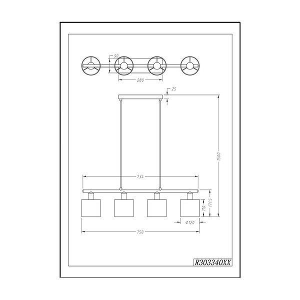 Balts kulons 4 spuldzēm Realityp Pendant Tommy-image-2