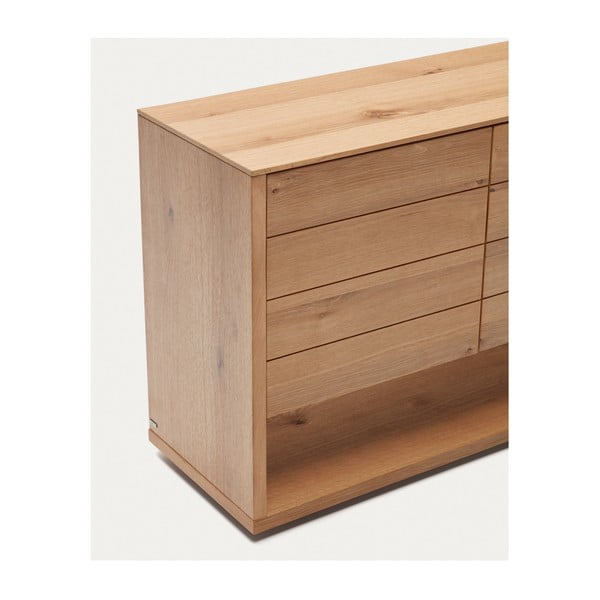 Dabīga toņa zema kumode ar ozolkoka imitāciju 200x74 cm Alguema – Kave Home-image-4