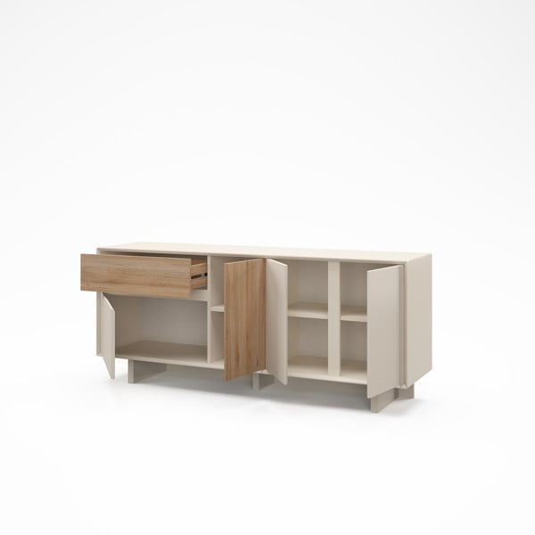 Bēša/dabīga toņa kumode ar ozolkoka imitāciju 180x76x45 cm Carpi – Marckeric-image-3