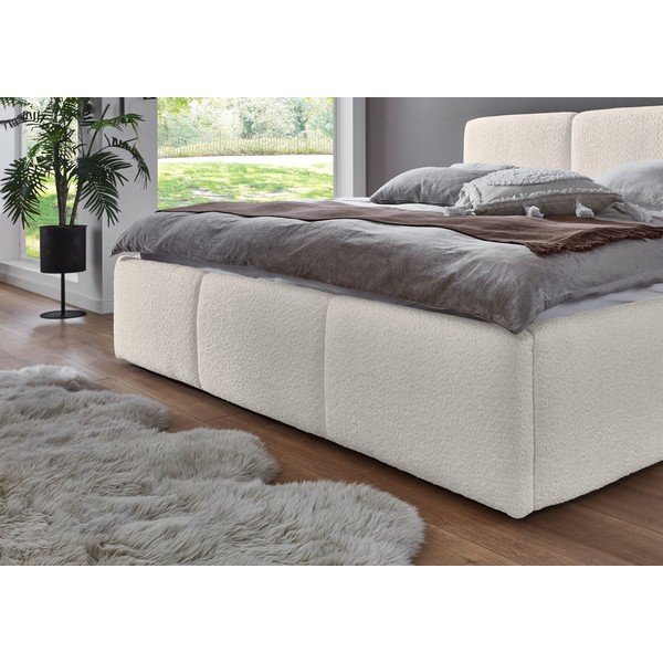 Ziloņkaula krāsas polsterēta divvietīga gulta bez režģa 180x200 cm Merida – Meise Möbel-image-2