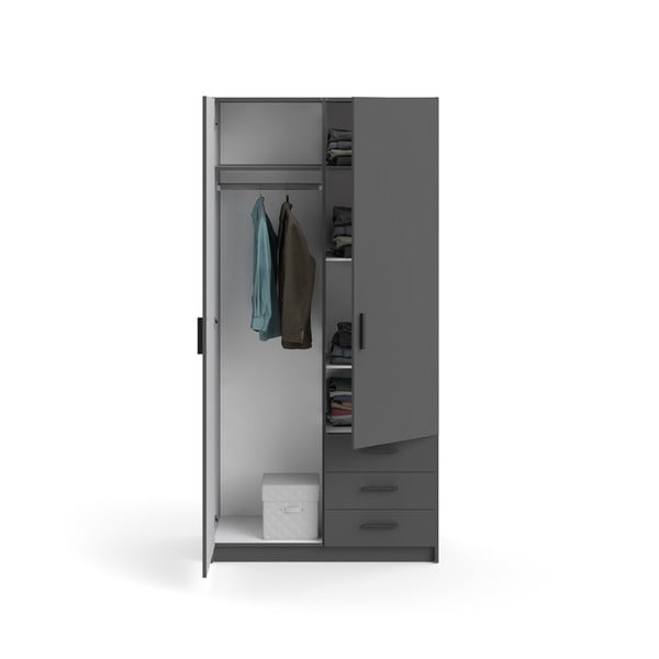 Tumši pelēks drēbju skapis 99x200 cm Sprint – Tvilum-image-2