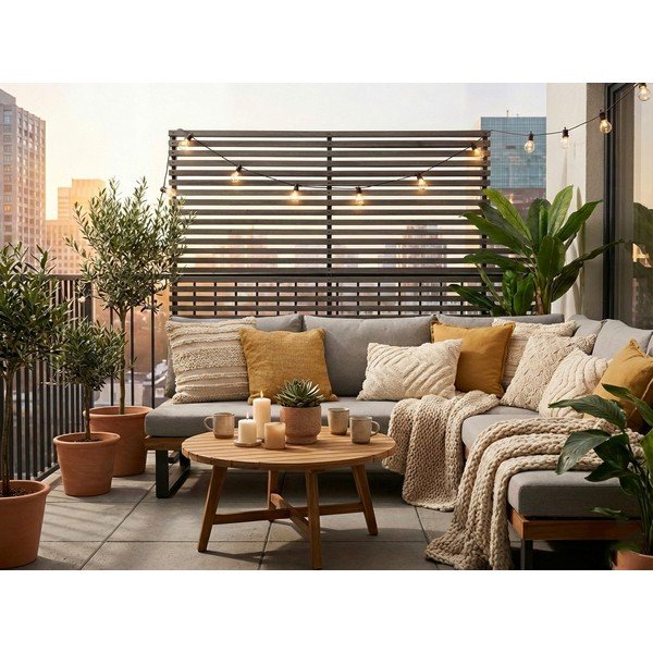 Dabīga toņa koka balkona aizslietnis 153x185 cm – Hartman-image-1