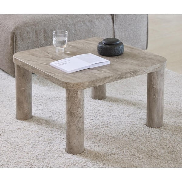 Gaiši pelēks žurnālgaldiņš ar marmora imitāciju 60x60 cm Solano – Actona-image-1
