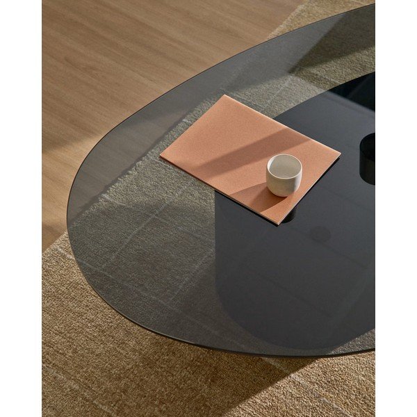 Melns žurnālgaldiņš ar stikla galda virsmu 81x140 cm Olir – Kave Home-image-2