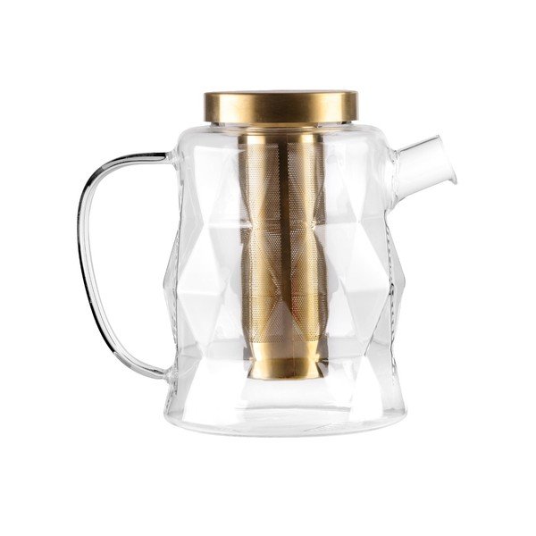 Zelta krāsas stikla tējkanna ar sietiņu 1,3 l Geo – Vialli Design-image-4