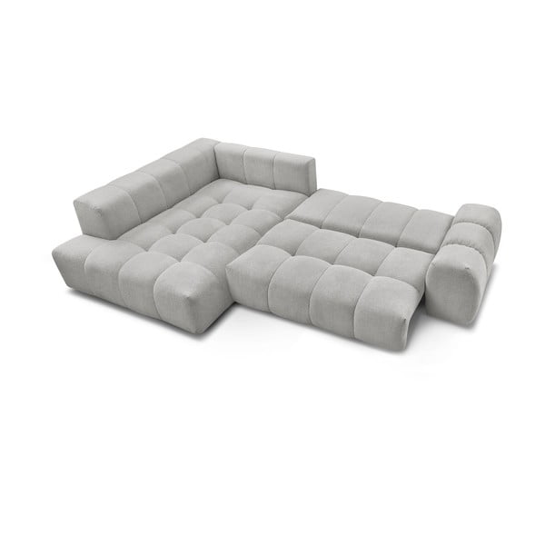 Gaiši pelēks salokāms/ar uzglabāšanas vietu stūra dīvāns no šenila auduma (ar kreiso stūri/L veida) Everest – Bobochic Paris-image-4