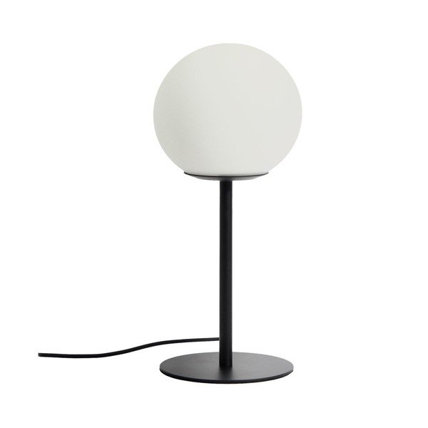Balta/melna galda lampa ar stikla abažūru (augstums 35 cm) Brisia – Kave Home