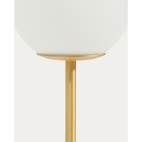 Balta/zelta krāsas galda lampa ar stikla abažūru (augstums 35 cm) Brisia – Kave Home-image-3