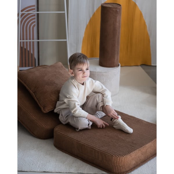 Brūns velveta bērnu atpūtas krēsls Flip – Wigiwama-image-1