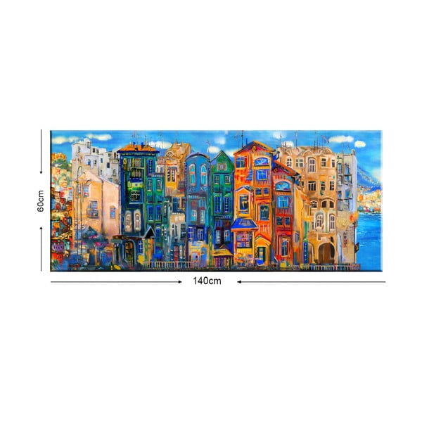 Glezna Tablo Center Colorful Houses, 140 x 60 cm-image-1