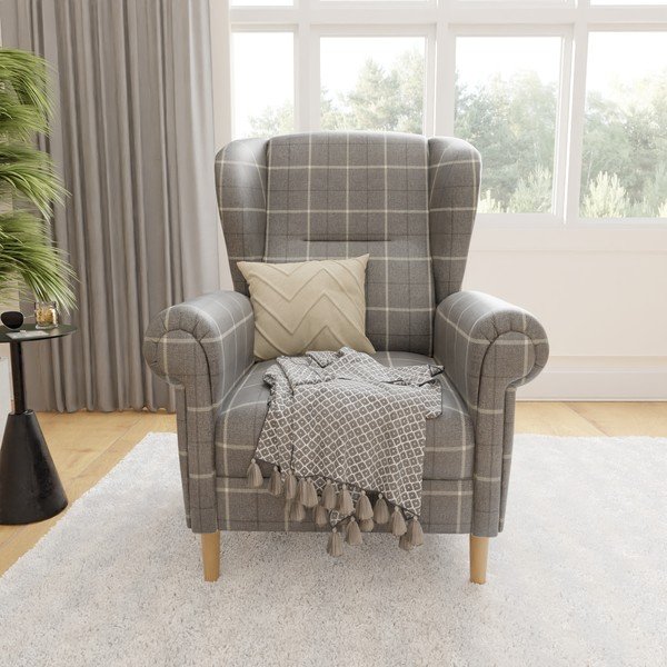 Pelēks atpūtas krēsls ar atzveltni Swan – Ropez-image-1