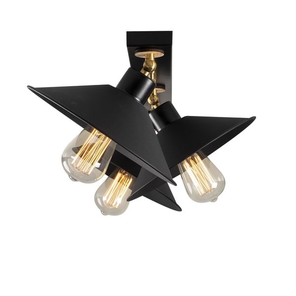 Melna griestu lampa ar metāla abažūru ø 24 cm Berceste – Opviq lights-image-3